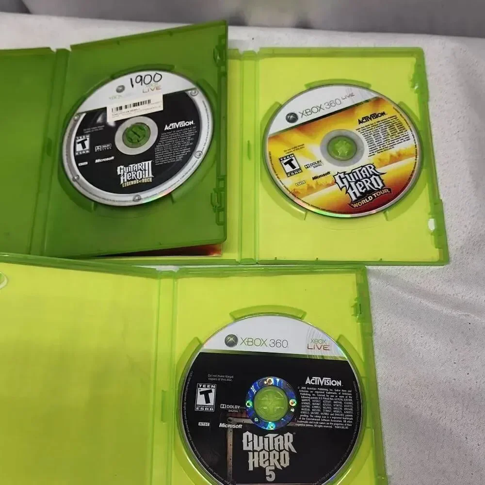 Xbox 360 Band Hero, Rock Band, Guitar Hero 5, World Tour, Legends of Rock Lot 5